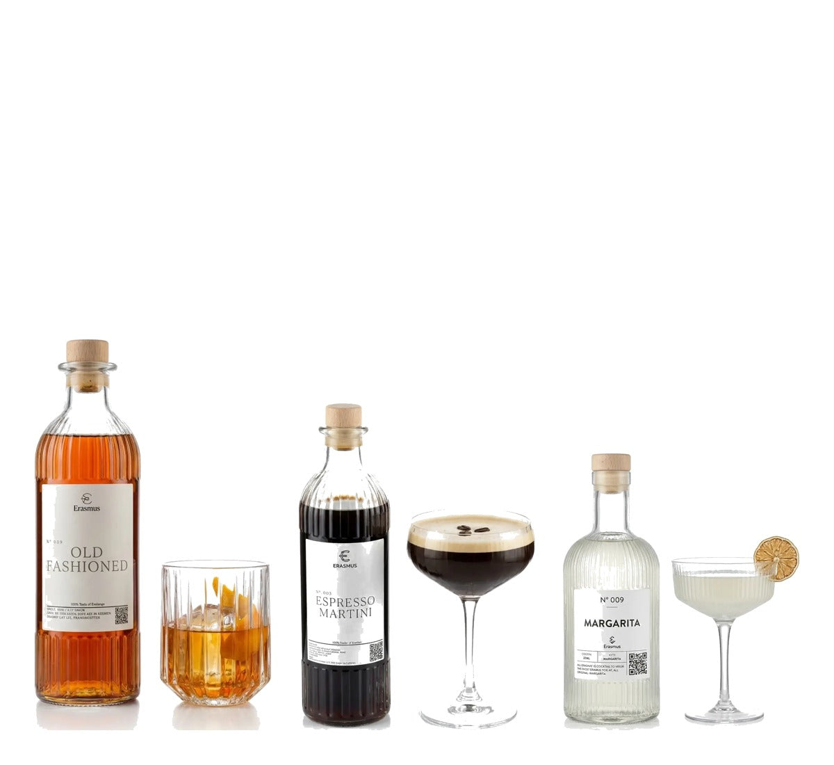 Set Bar-Klassiker – Old Fashioned, Espresso Martini und Margarita im Sonnenlicht
