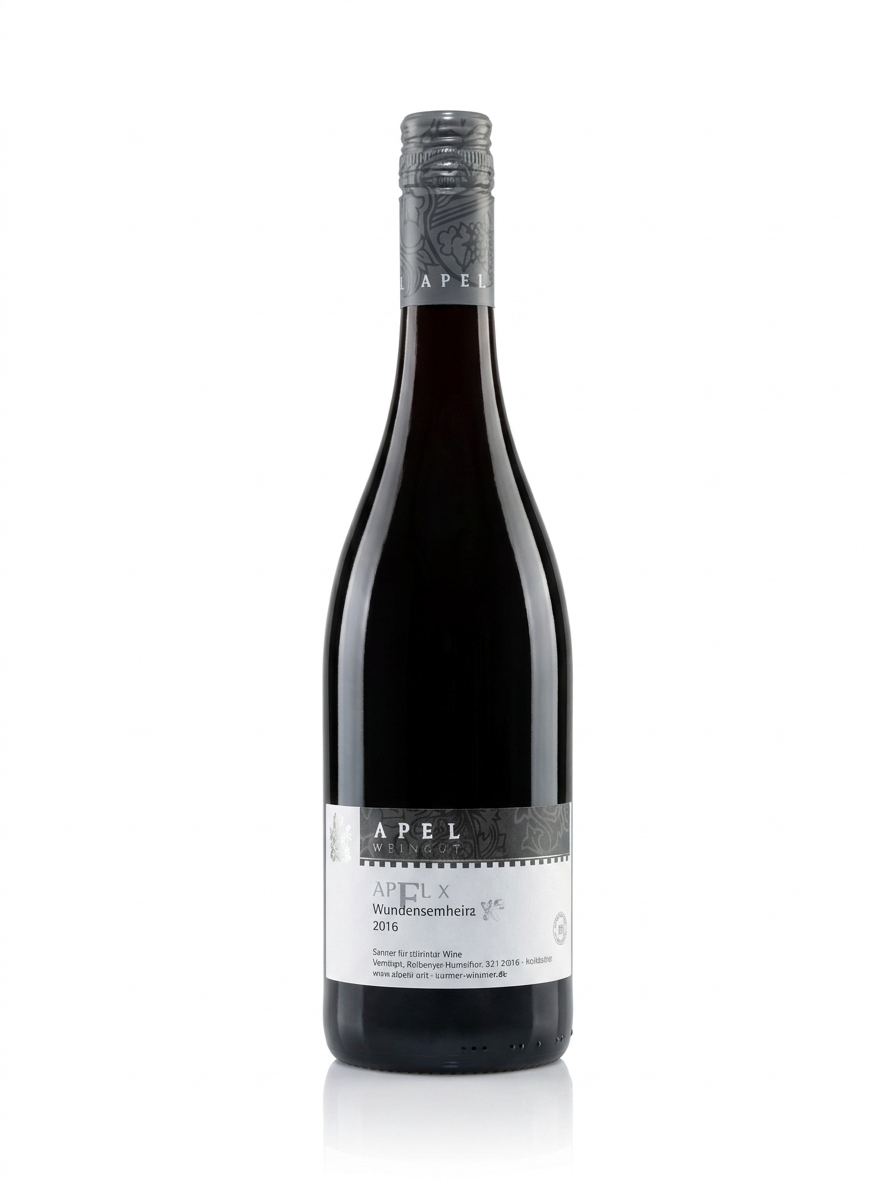 Apel × Erasmus Rotwein – Flasche und Glas im Sonnenlicht