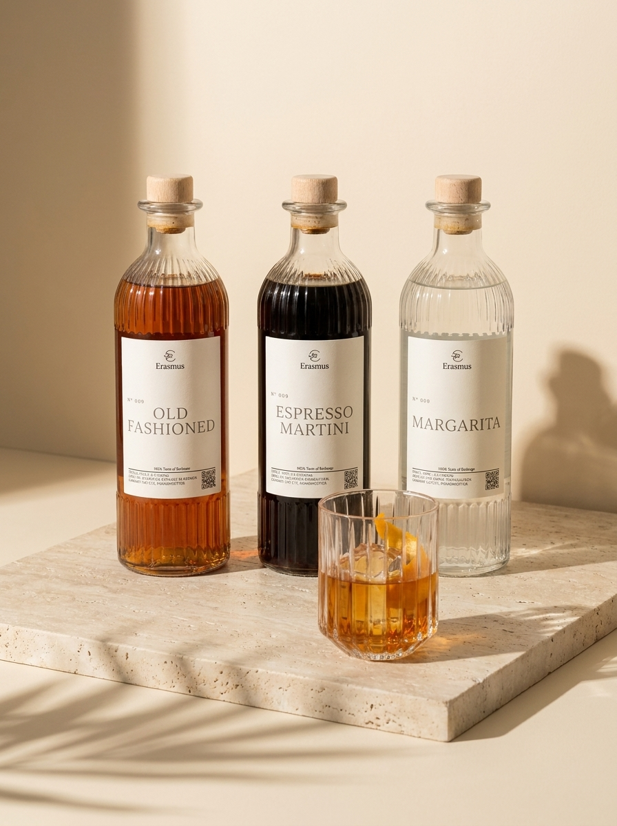 Set Bar-Klassiker – Old Fashioned, Espresso Martini und Margarita im Sonnenlicht